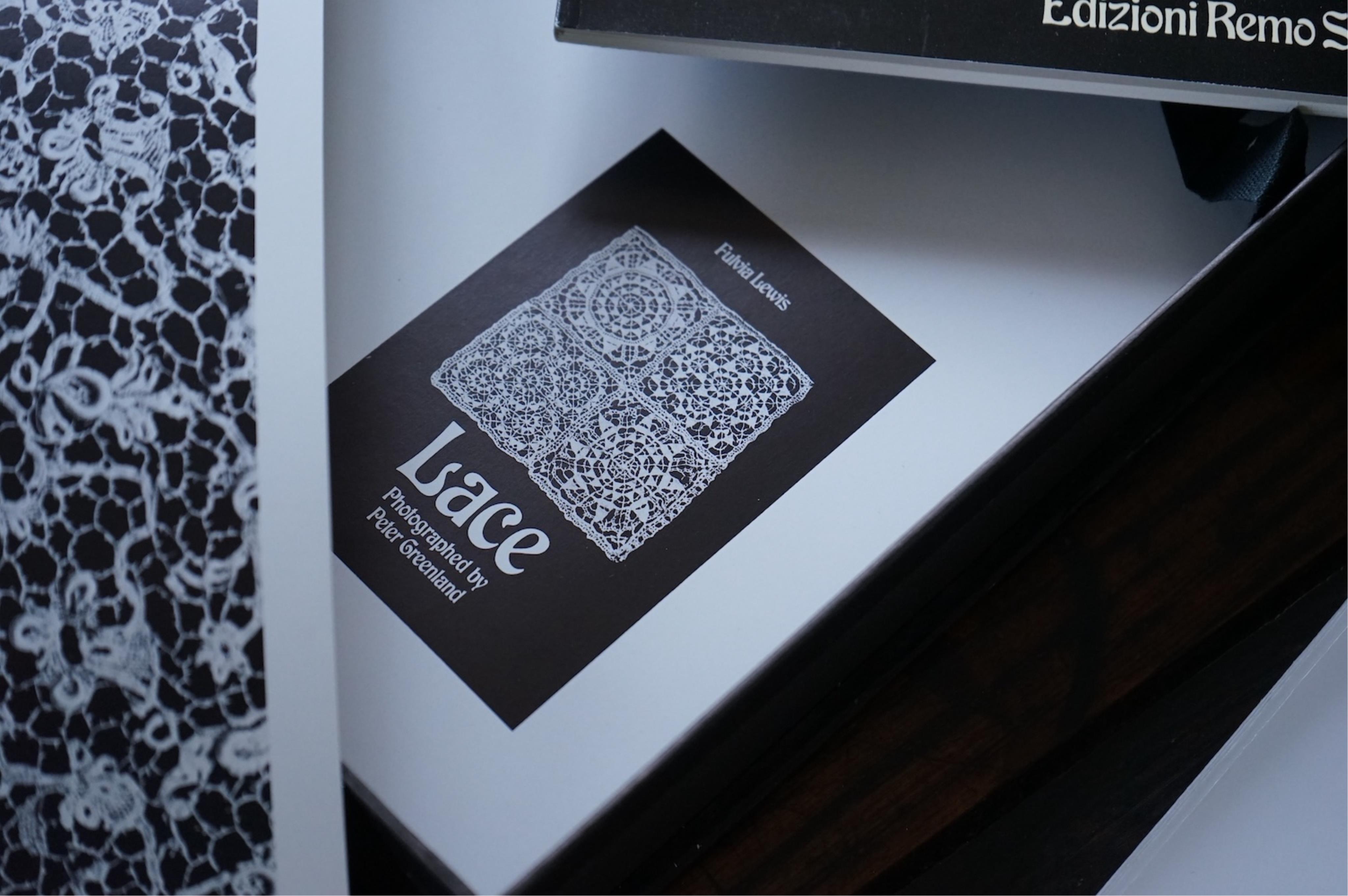Lace, by Fulvia Lewis, a folio of photographs of the history of bobbin, and needle laces from early the 16th century to the 19th century.